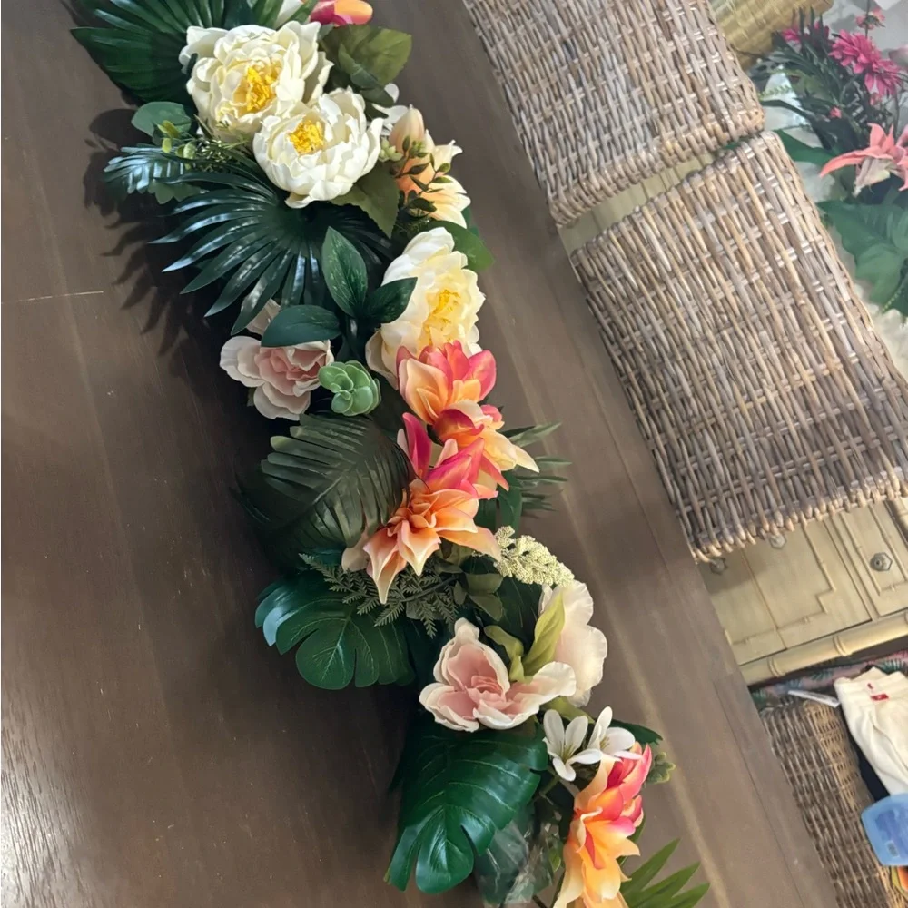 Tropical Floral Arrangement Table Runner Garland/Arch decor Wedding Bridal Party